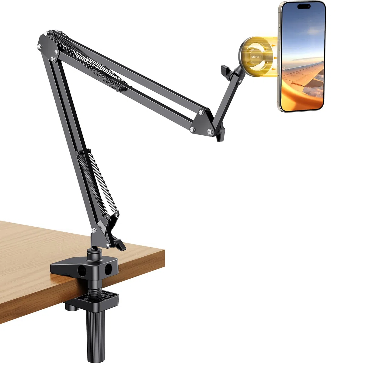 UGREEN Soporte Magnético Móvil para Cama, Stand Magsafe con Brazo Flexible Articulado Compatible con iPhone 16 15, 14, 13, 12 Series, Galaxy S24 Ultra y Más