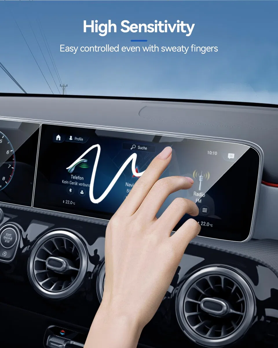 Protector de pantalla HD Serie 9H 10,25 pulgadas para Mercedes Benz Clase A W177/V177, Clase B W247 2019-2025 y EQA/EQB/EQC 2022-2025 Protector de pantalla antiarañazos