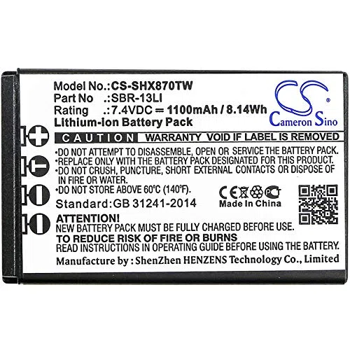 TECHTEK Batería 1100mAh Compatible con [Horizon] HX870, HX870E, para [Standard Horizon] HX870, HX870E, HX890 sustituye SBR-13LI