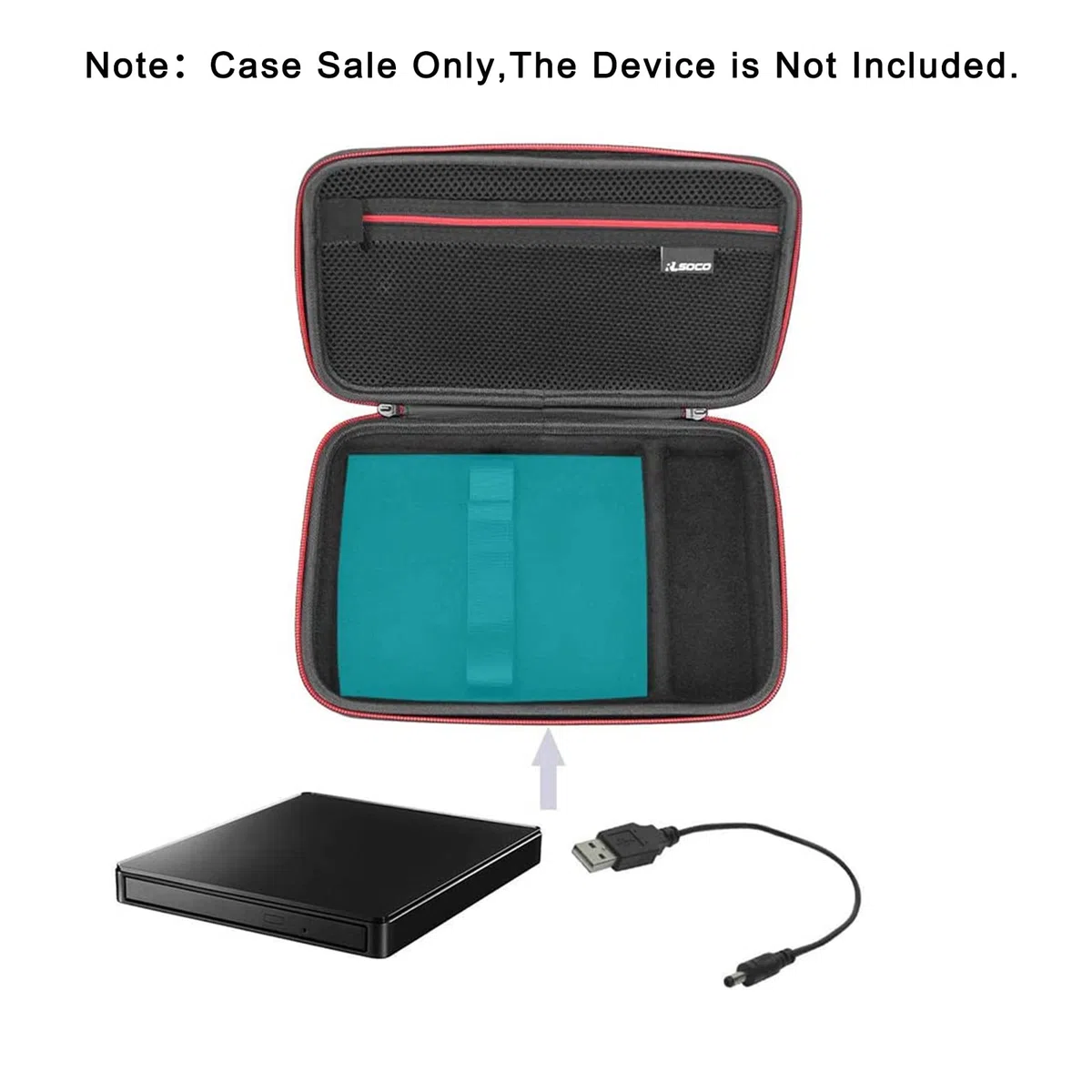 RLSOCO Funda Rígida para Transporte para Unidad Externa de CD/DVD Quemador Lector Grabador Reproductor (Se Adapta a lectores de hasta 17cm x 15cm x 3,5cm) (Sólo Funda)