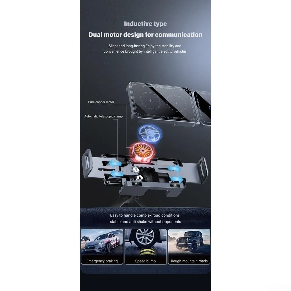 Soporte de cargador inalámbrico de coche de 15 W con soporte giratorio y carga de detección automática, para Samsung Z Fold 7/6/5 y Z para Flip 7/6/5 (plateado)