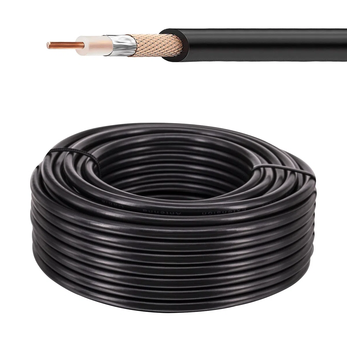 RG58 15 Metros Cable Coaxial RG58 50 Ohm Antena WiFi Baja Pérdida, para Walkie Talkie/Radio, con Conectores BNC/SMA/UHF