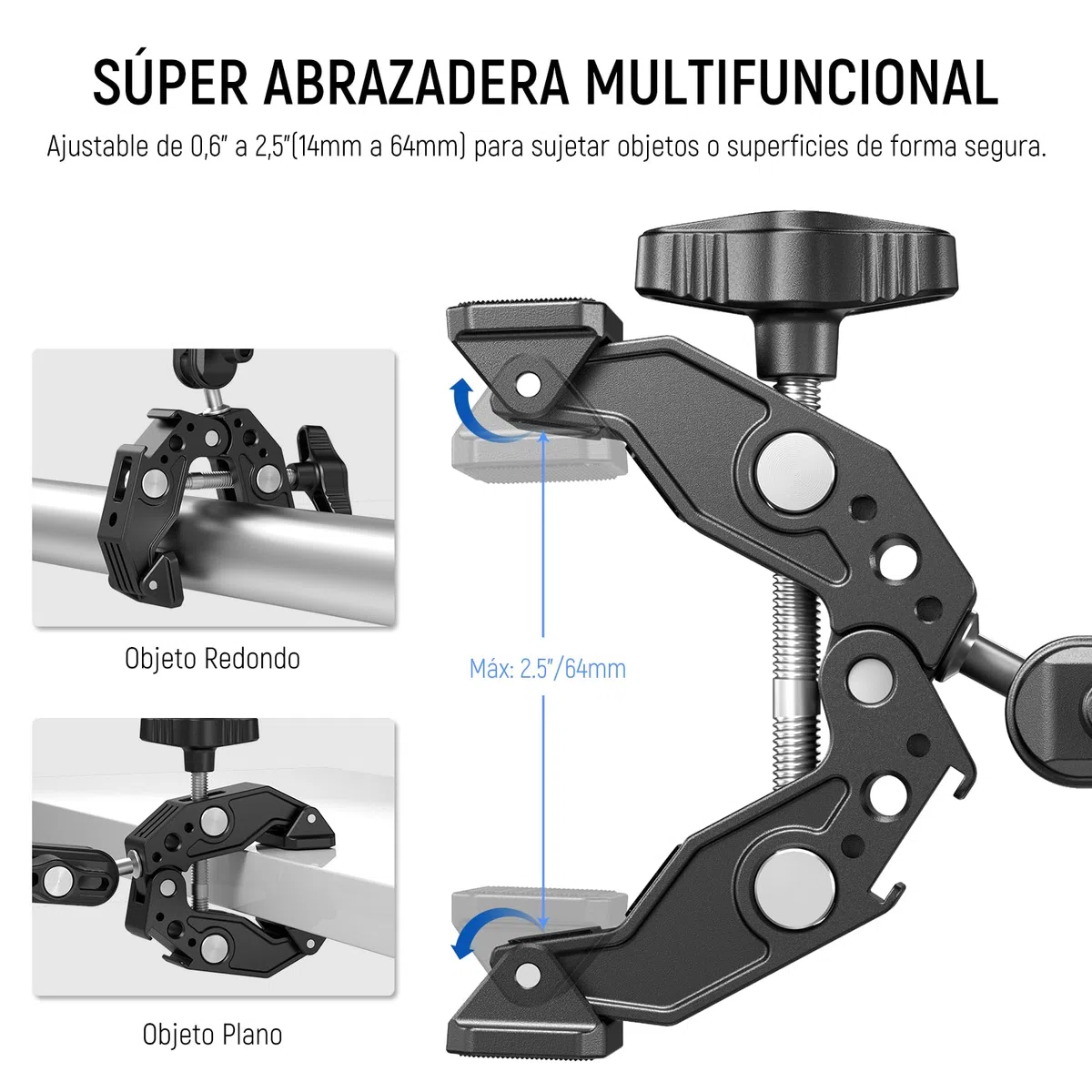 Neewer Soporte de cámara de Doble Abrazadera con Brazo mágico, Zapatos fríos para Escritorio, Estudio, Soporte de luz, Reflector de fotografía, Bandera, Barras transversales, Motocicleta, Paraguas,