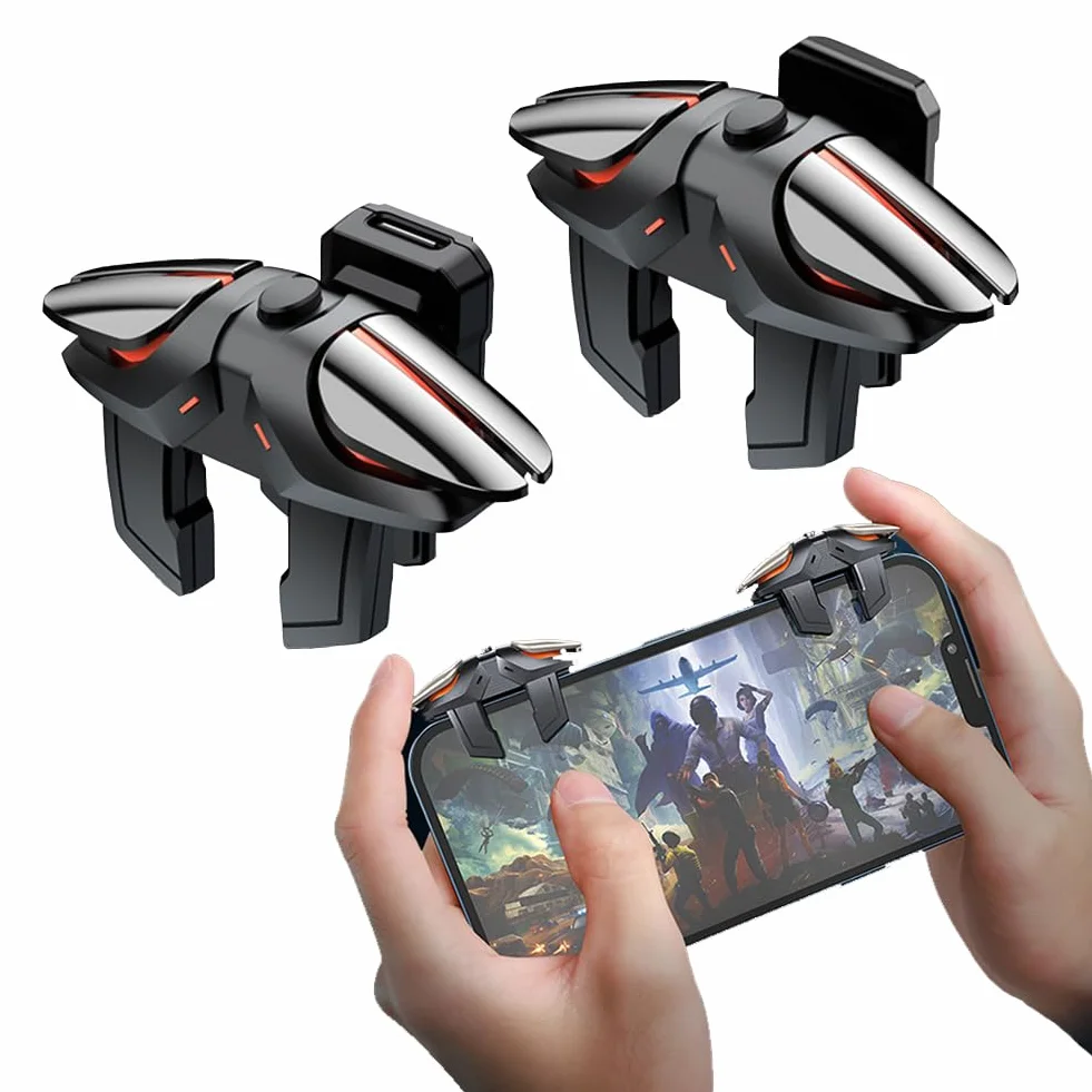 Gatillos para Movil Rapid-Fire Tiro Rapido 5 niveles, L1R1 L2R2 4 Triggers Mobile Phone Game Controller Disparadores para Call of Duty PUBG Compatible con Teléfonos Android y iOS