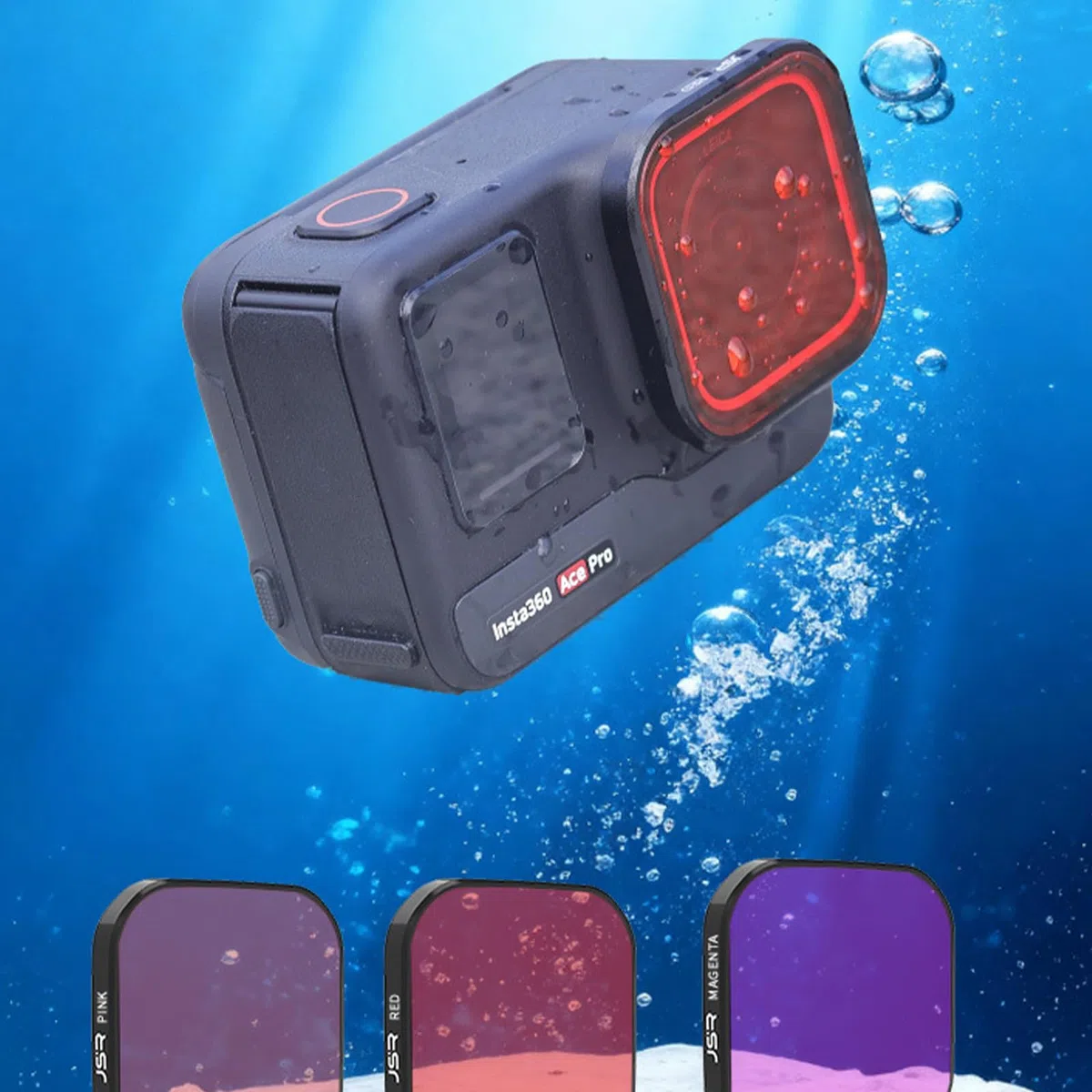 Filtro de Buceo Rosa/Rojo/Violeta Submarino Filtro Lente Protección Accesorios para Insta360 Ace Pro 2/Insta360 Ace Pro (3PCS)