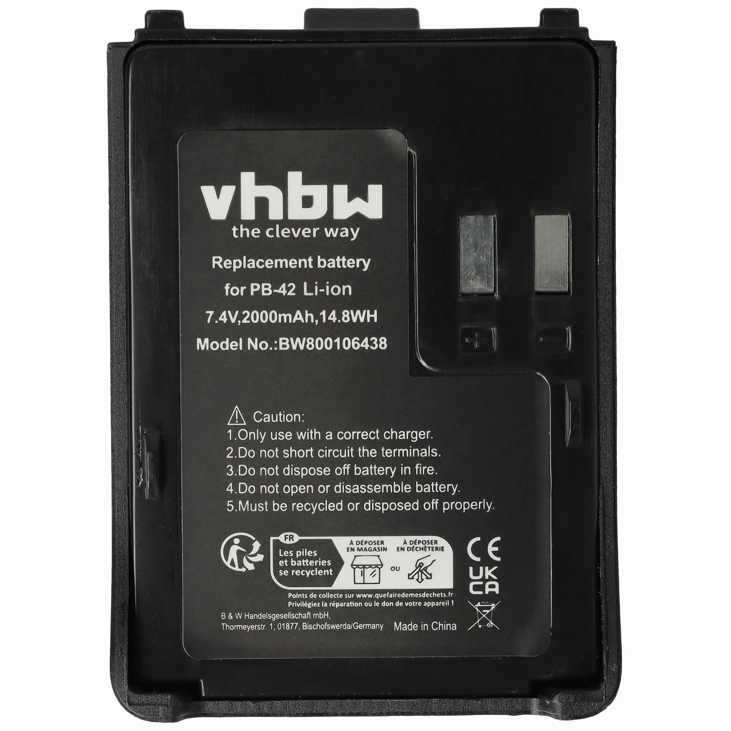 vhbw Batería Recargable Compatible con Kenwood TH-F6, TH-F6A, TH-F6E, TH-F7, TH-F7A, TH-F7E, TH-FTE Radio (2000 mAh, 7,4 V, Li-Ion)