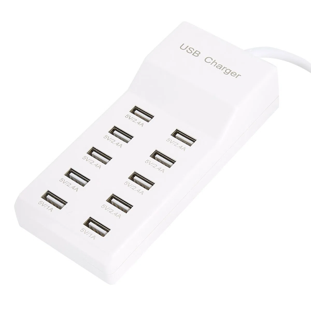 Cargador USB VBESTLIFE, Adaptador de Carga rápida, Fuente de alimentación USB múltiple con 10 Conexiones (5 V ~ 2.4 A x 2, 2.1 A x 4, 1A x 4) Cargador Compatible con Dispositivos USB de 5 V. (UE)