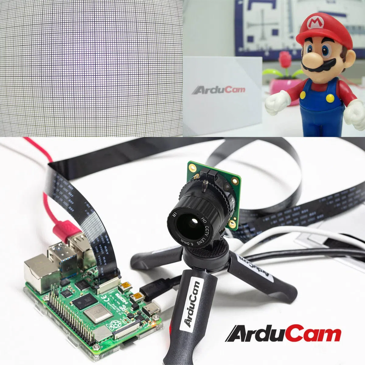 Arducam Lente para cámara Raspberry Pi HQ, Lente Gran Angular con Montura CS, Longitud Focal de 6 mm con Enfoque Manual