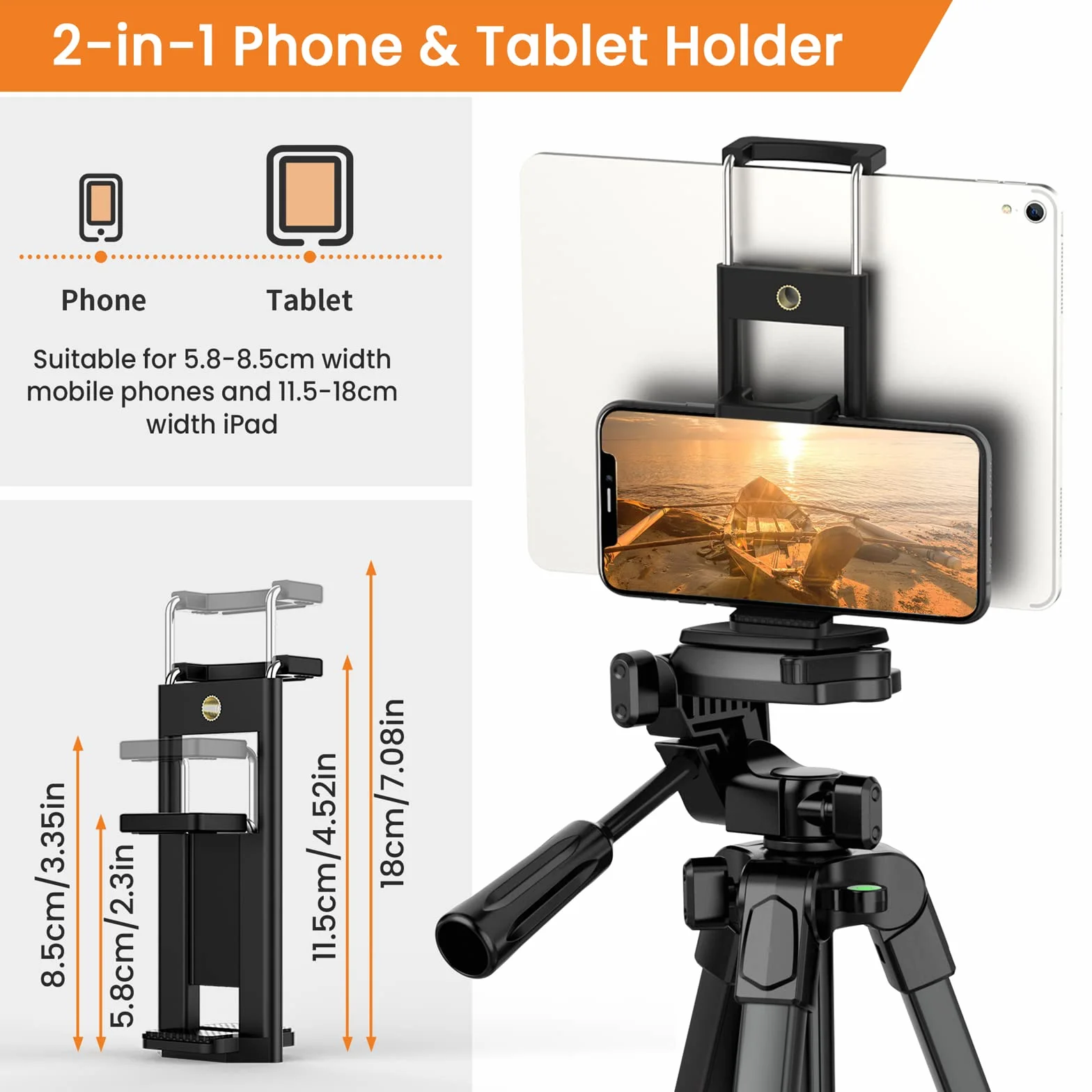 Trípode para iPad iPhone Cámara, 172cm Tripode Cámara de Movil con Remoto Bluetooth para Tableta Smartphone/Huawei/Samsung, GoPro, Nikon, Sony