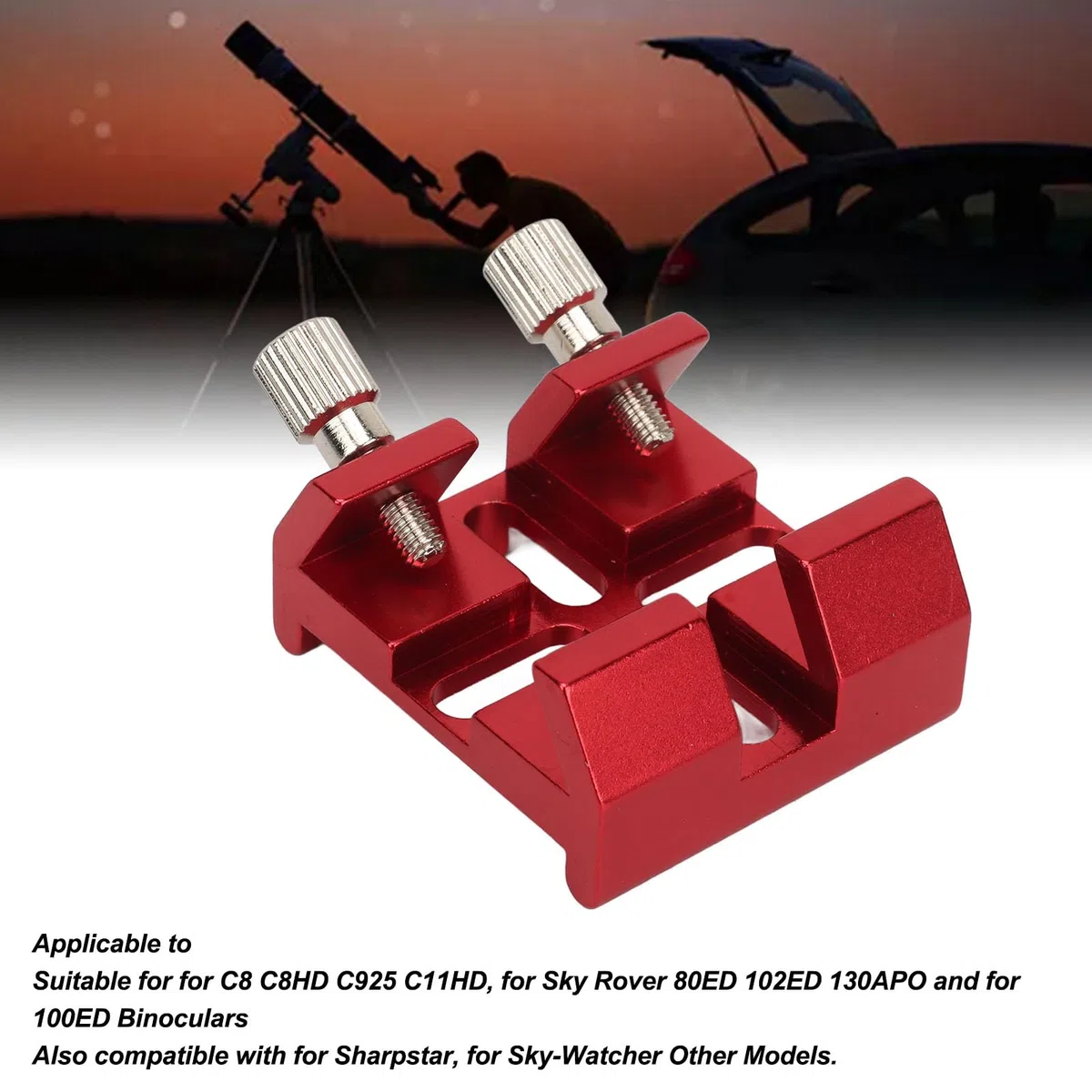 Base Universal de Cola de Milano para Buscador, Soporte de Montaje de Telescopio óptico de Aleación de Aluminio, Placa de Ranura de Cola de Milano de Montaje de Telescopio (Rojo)
