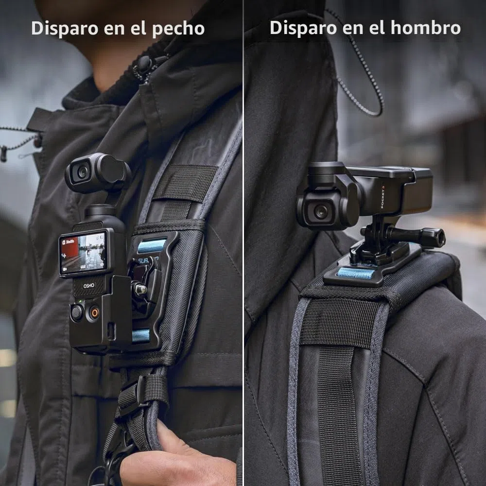 Osmo Pocket 3 Montura para Mochila, Correa para la Cintura, Correa para el Hombro, Montura con Borde Extendido, Compatible con DJI Osmo Pocket 3