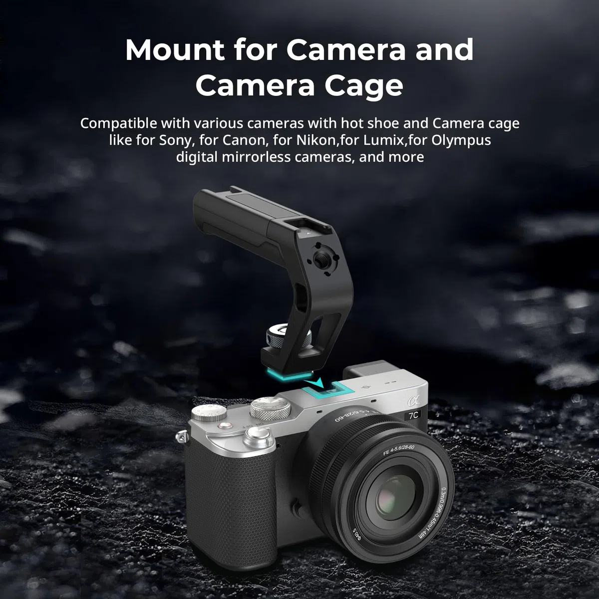 SMALLRIG Asa Superior Ligera con Zapata Fría, Solo 113g, Empuñadura con Agujero de Localización ARRI y Dos Zapatas Frías, para Cámaras y Jaulas - 5976