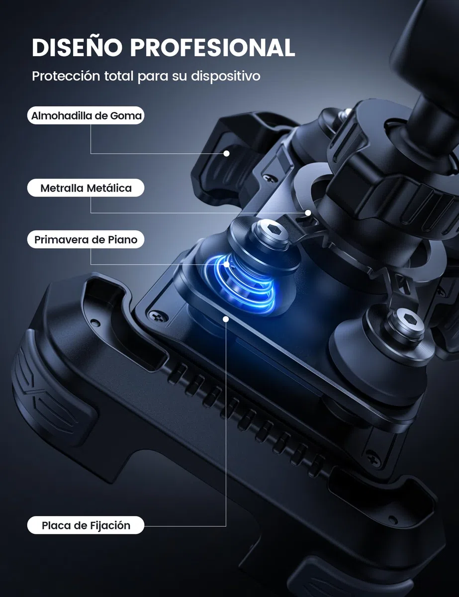 Lamicall Soporte Móvil Moto Antivibración - [con Doble Amortiguador] 360°Rotación, 1S Liberación con un Botón, Soporte Teléfono Bicicleta para iPhone 17 16 15 14 13 Series, Huawei, 4,7-6,8” Smartphone