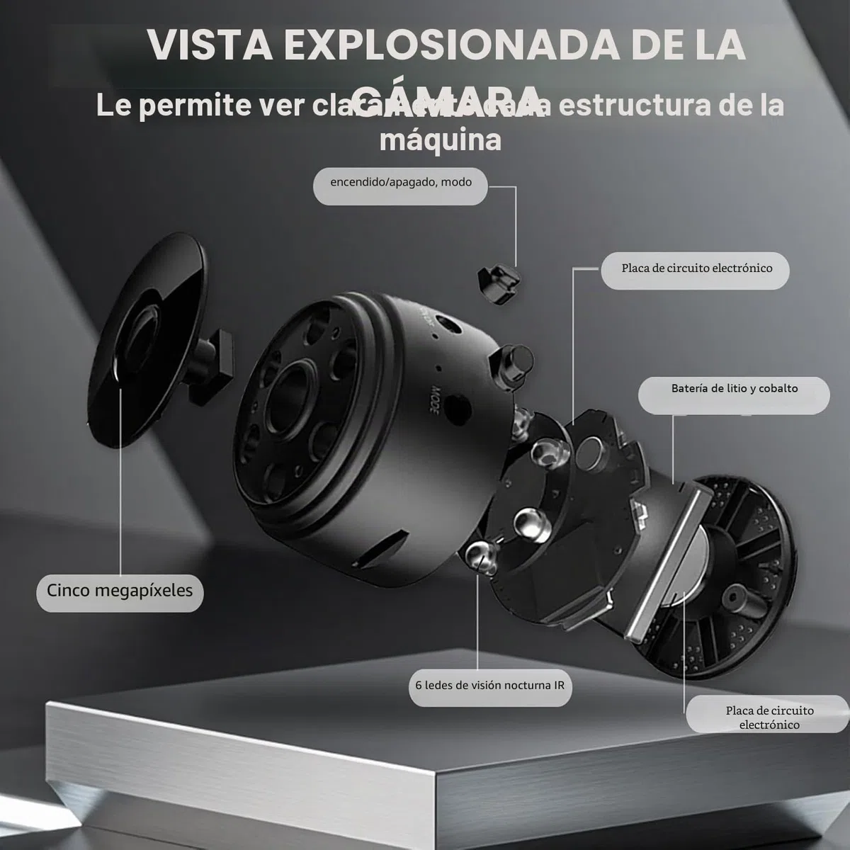 Cámara WiFi 1080P HD de vigilancia inalámbrica interior/exterior, cámara de vigilancia portátil con visión nocturna IR, detección de movimiento