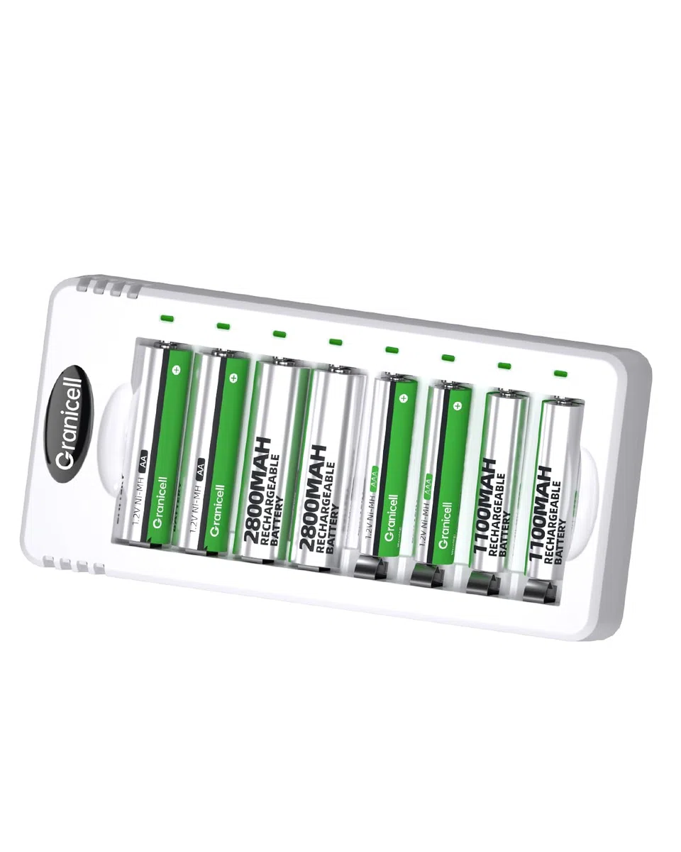 Granicell Kit de Carga 4 Pilas AA y 4 AAA Recargables NiMH con Cargador Rápido Incluido