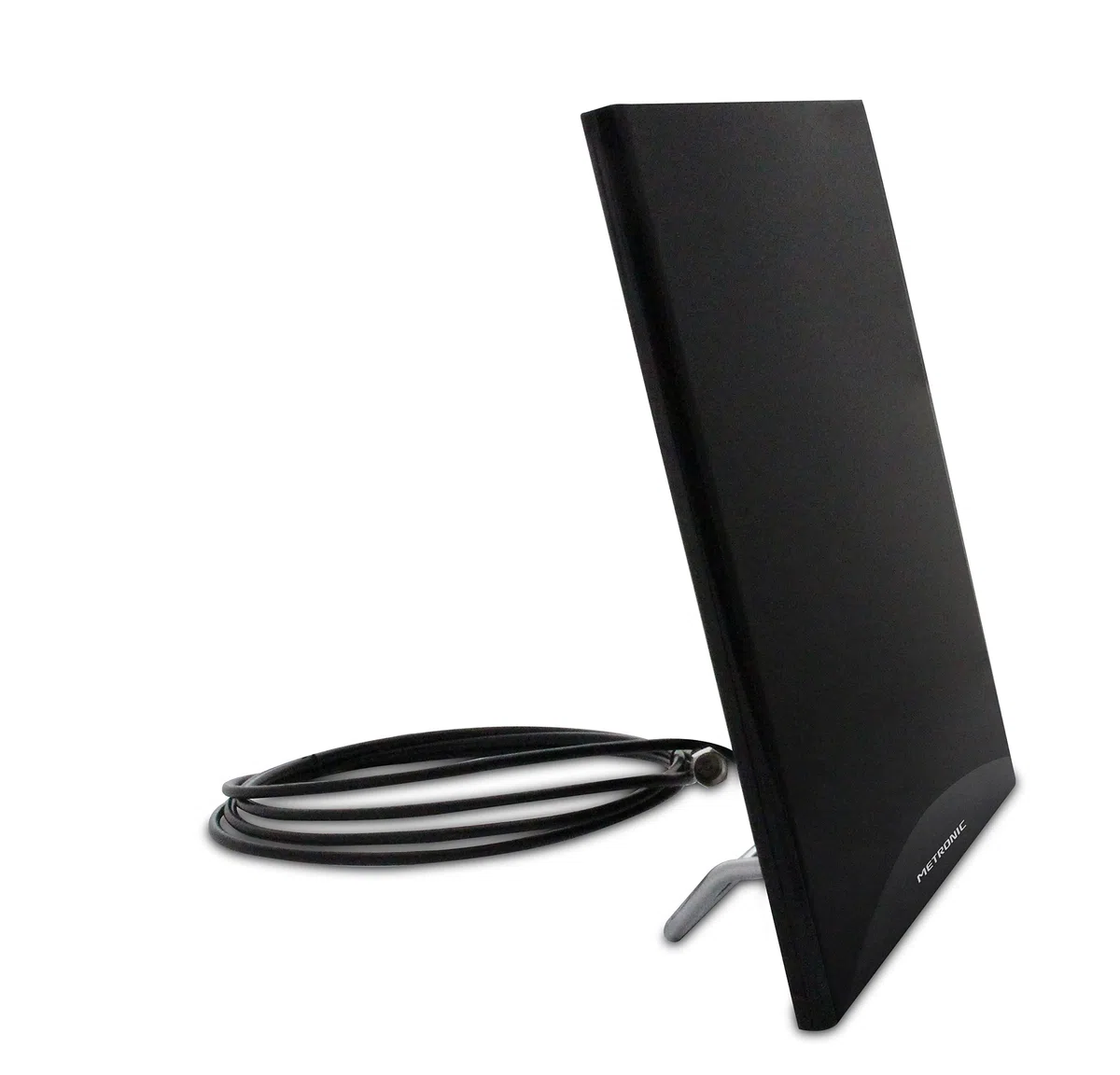 Metronic 416975 - Antena de Interior TV TDT-TDT T2, HD, amplificada, Ganancia 55dB, Extra Plana, 4K, Compatible 4G