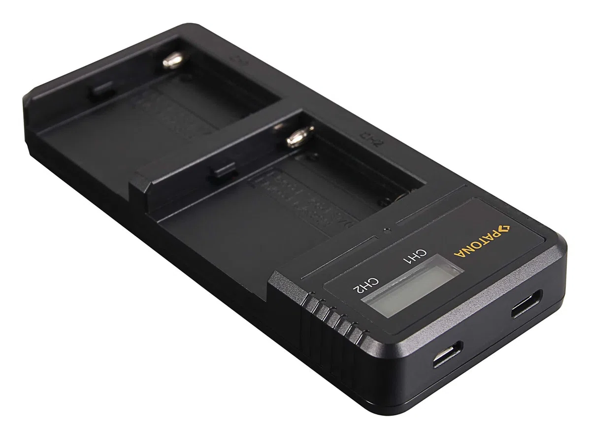 PATONA Cargador Doble LCD para Sony Serie L y NP-FM – para NP-F550 NP-F750 NP-F970, NP-FM50 NP-FM500H, NP-QM71 NP-QM91 – Carga Dos baterías con Pantalla LCD