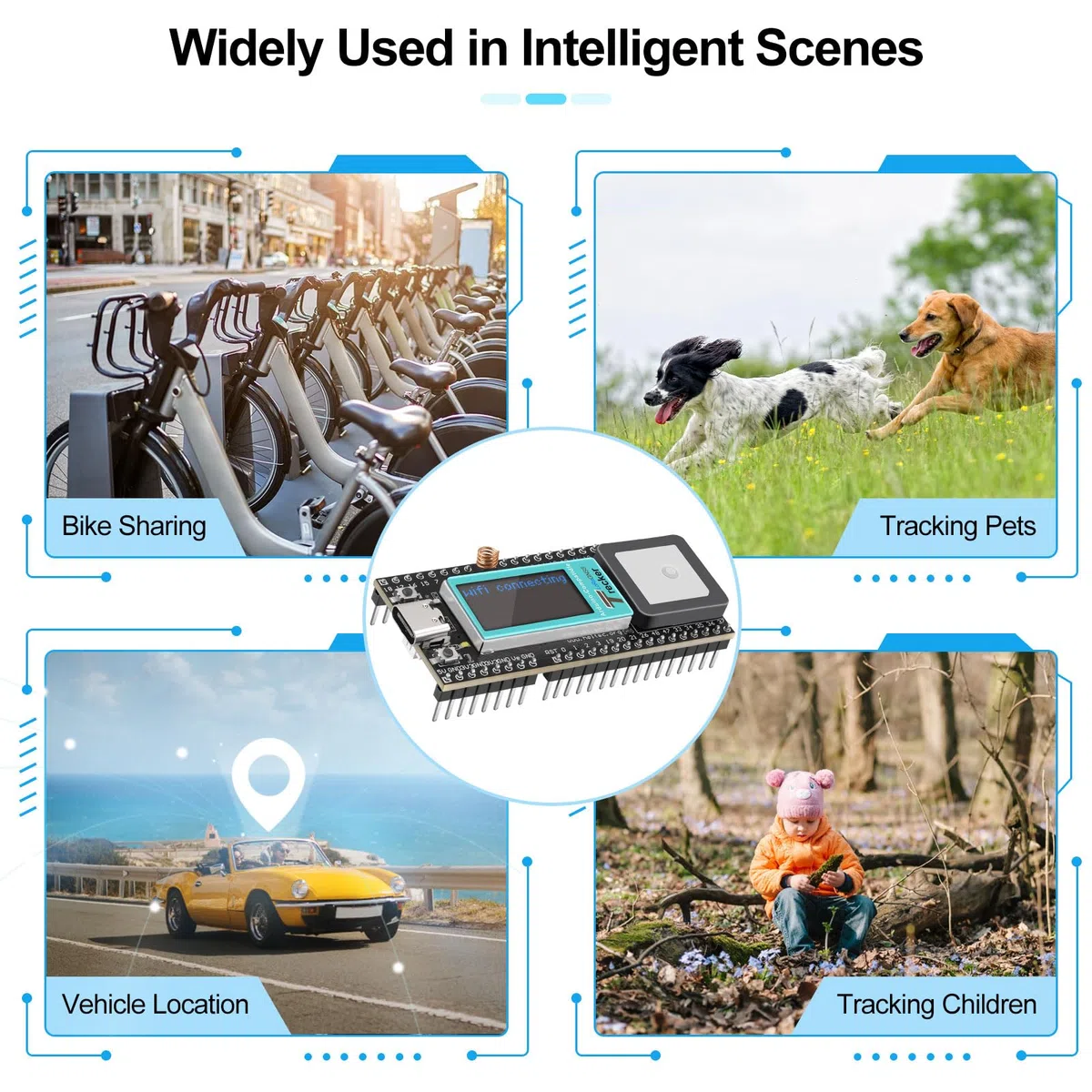 Seamuing Wireless Tracker Integrado UC6580 SX1262 863 928MHz Lora WiFi Bluetooth, Soporte GPS GLONASS Galileo, Tarjeta de Desarrollo ESP32 con Pantalla LCD para Arduino Escena Inteligente