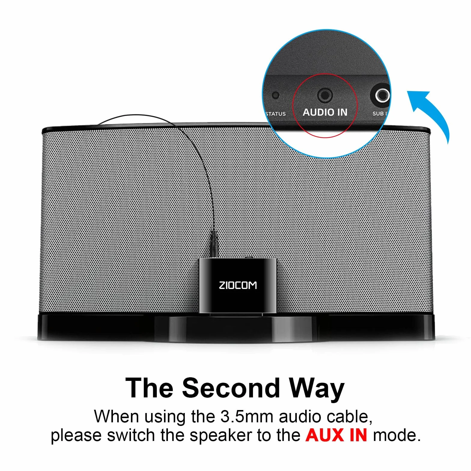 ZIOCOM Receptor Adaptador Bluetooth de 30 Pines para Bose iPod iPhone SoundDock y Otros Altavoces de Base de 30 Pin (No para automóvil y Moto) (Negro)