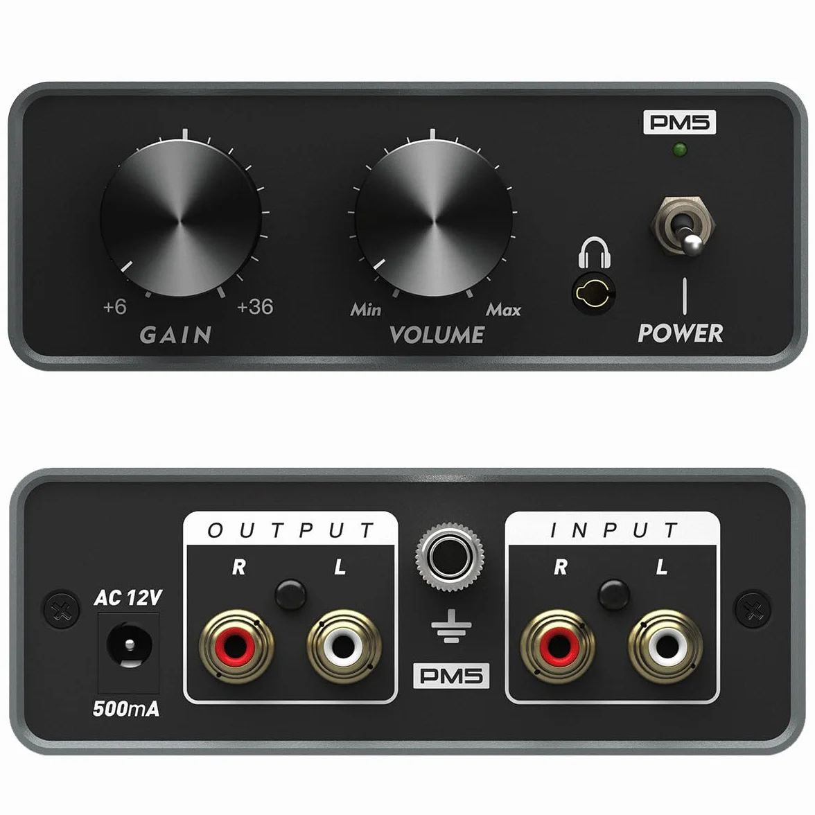 Phono Preamplificador Profesional para Tocadiscos de Vinilo, Estéreo con Entrada/Salida RCA, Salida de Auriculares