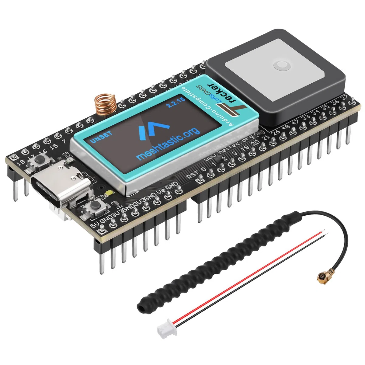 Seamuing Wireless Tracker Integrado UC6580 SX1262 863 928MHz Lora WiFi Bluetooth, Soporte GPS GLONASS Galileo, Tarjeta de Desarrollo ESP32 con Pantalla LCD para Arduino Escena Inteligente
