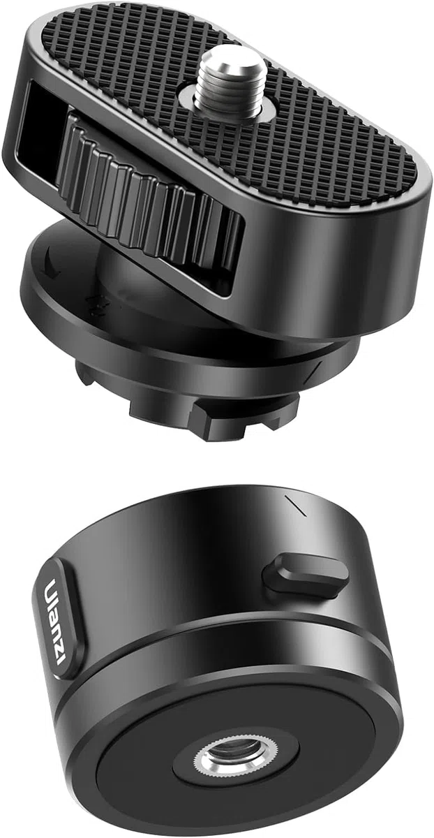 ULANZI Adaptador Go Quick II a 1/4 pulgadas, base Go Quick II de 1/4 pulgadas, tapa de liberación rápida, compatible con Go Quick II Selfie Stick/Tripod/Monopod/Cámara compacta/teléfono móvil/luz de