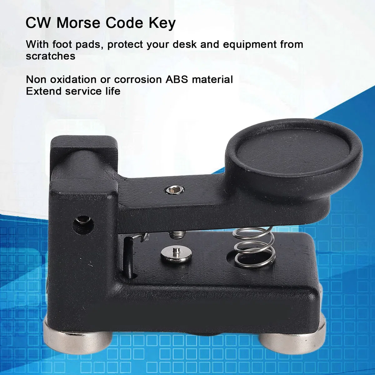 SEAFRONT Llave Manual de Código Morse CW, Ultraportátil con Almohadillas para los Pies, Equipo de Protección, Material ABS, Modelo QU-4525 para Radio de Onda Corta