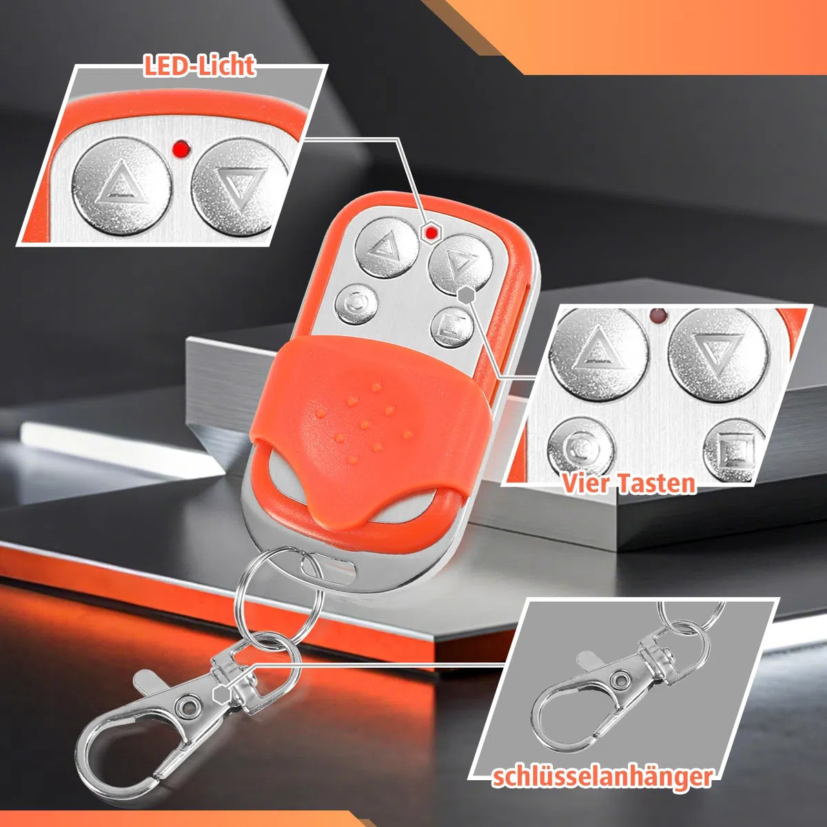 2 Mando Garaje Universal 433.92Mhz, Mando a Distancia Puerta Garaje Clonador de 4 Botones Alcance de 50 Metros, mando a distancia universal para coches, puertas de garaje y portones