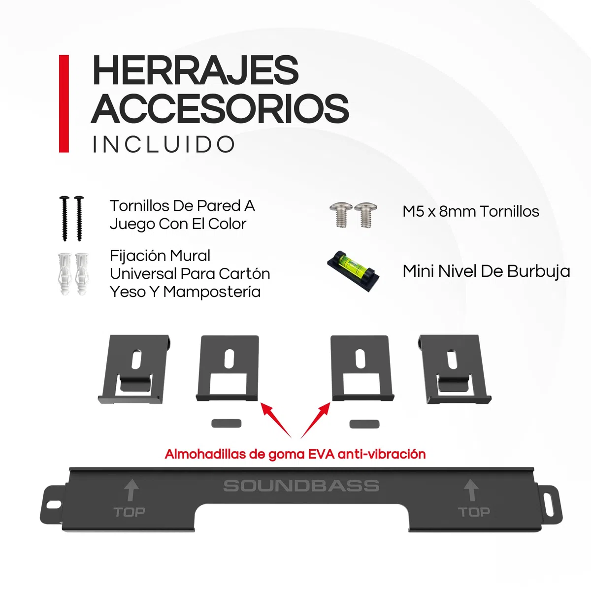 Soporte de barra de sonido para barra de sonido Sonos Ray Incluye hardware de montaje, soporte de pared de barra de sonido de estilo flotante para debajo de la TV o arriba, fácil de instalar, Negro