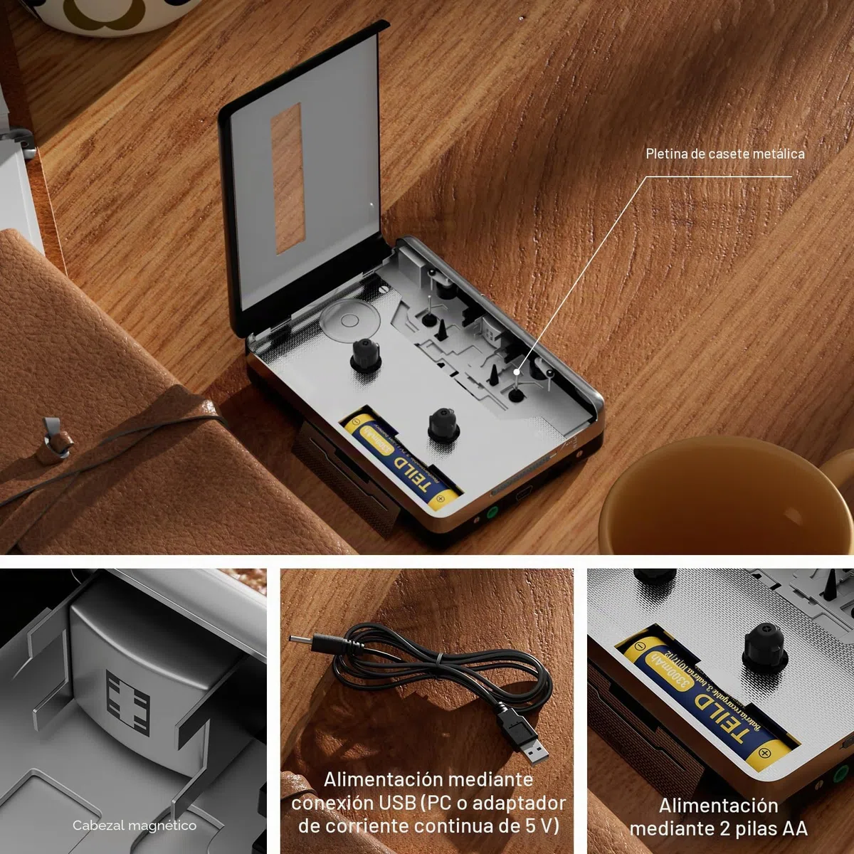 Reshow Grabadora de casete portátil que graba archivos de audio MP3 a través de USB – Convierte cartuchos para iPod – Compatible con ordenadores portátiles y ordenadores de formato plateado