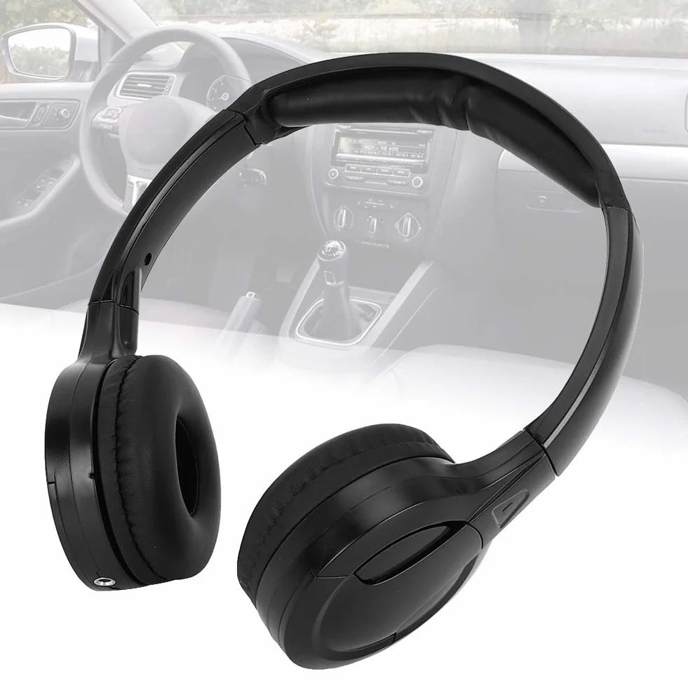 KIMISS - Auriculares para Coche de 2 Canales, Auriculares de para Audio estéreo Infrarrojos inalámbricos para reposacabezas de Coche, DVD