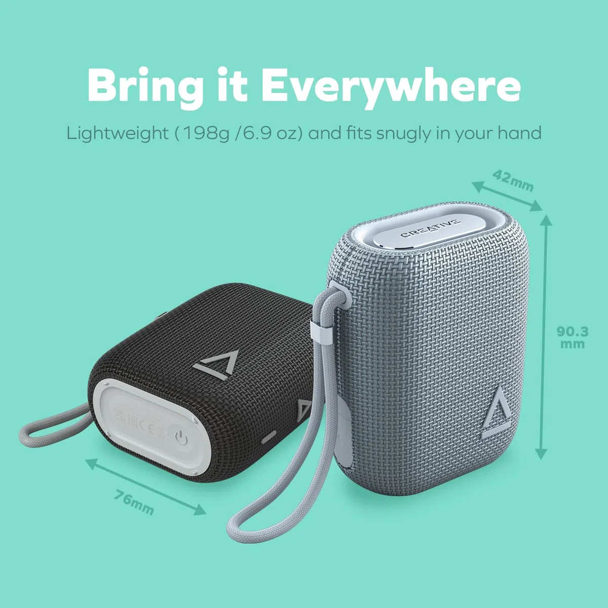 Creative MUVO Flex - Altavoz Bluetooth 5.3, Impermeable IP67, Carga USB-C, hasta 10 Horas de reproducción Continua (Negro)
