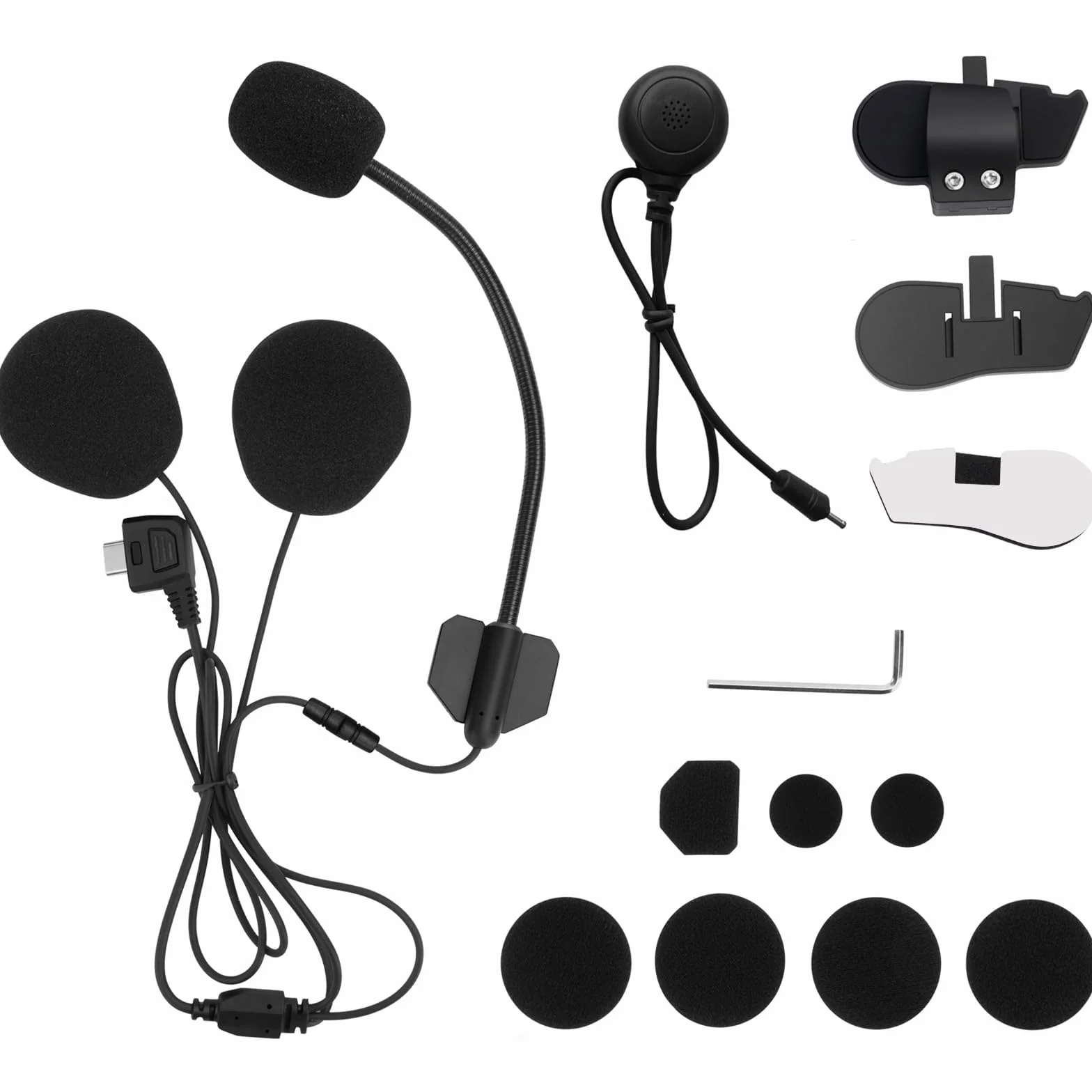 Kit de Micrófono y Altavoces para Casco de Moto con Accesorios de Montaje para Intercomunicador B2X – Incluye Micrófono Flexible y Rígido