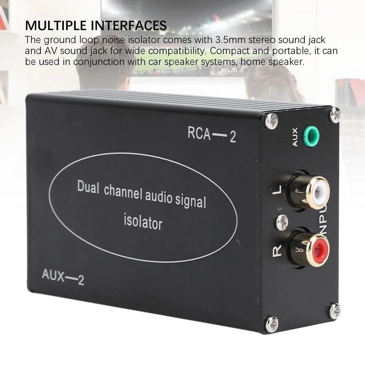 Aislador de Bucle de Tierra de Audio Dual R CA, Aislador de Señal de Audio de Doble Canal con Estéreo de 3,5 Mm y Conector de Sonido AV para Altavoz de Coche, Altavoz Doméstico
