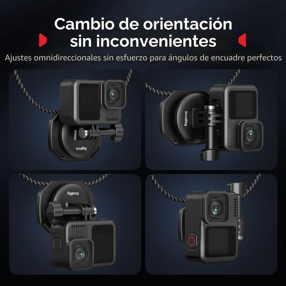 SMALLRIG Soporte magnético de cuello para cámara de acción, soporte de cuello con un solo clic, para GoPro 13/12/11/10/9, para DJI Osmo 360/Nano/Action 6/5 pro/4/3, Insta360 Ace Pro 2-5360