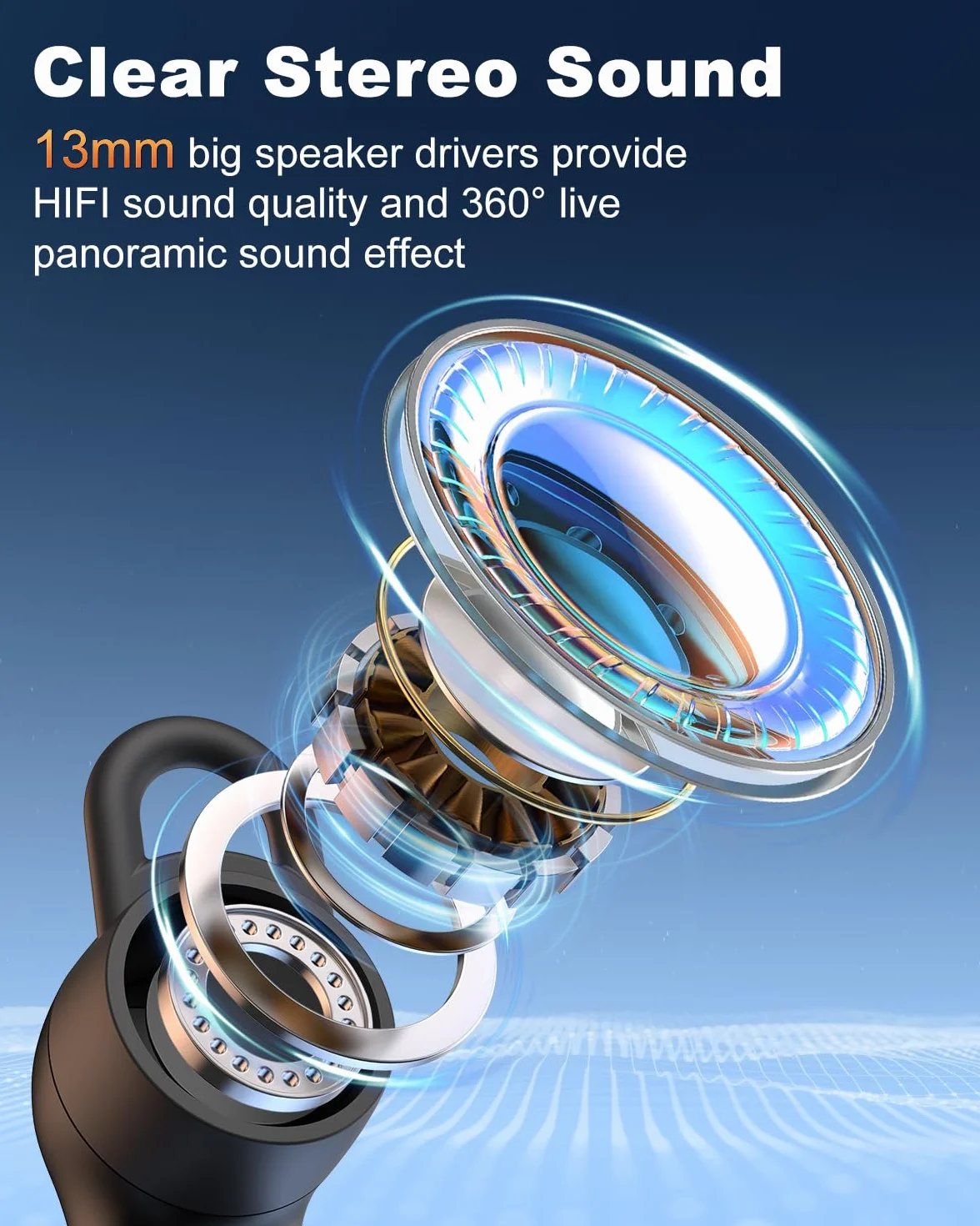 New Bee Auriculares Manos Libres Bluetooth V5.1 con 50 Horas de Conversación,Ultraligero Manos Libres Oreja con ENC Doble Micrófono Cancelación, Conexión de Dos Dispositivos para Conducir/Negocios