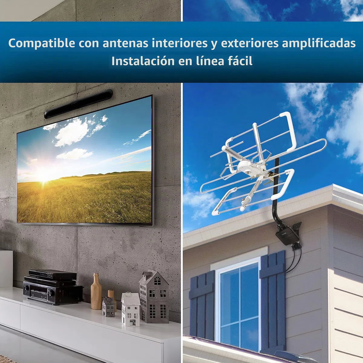 Philips Filtro LTE para Antena de TV, filtra señal 4G 5G LTE para Reducir interferencias y pixilación para recepción de TV Digital HD Clara, Rango de frecuencia 5-608 MHz, instalación en Interiores y