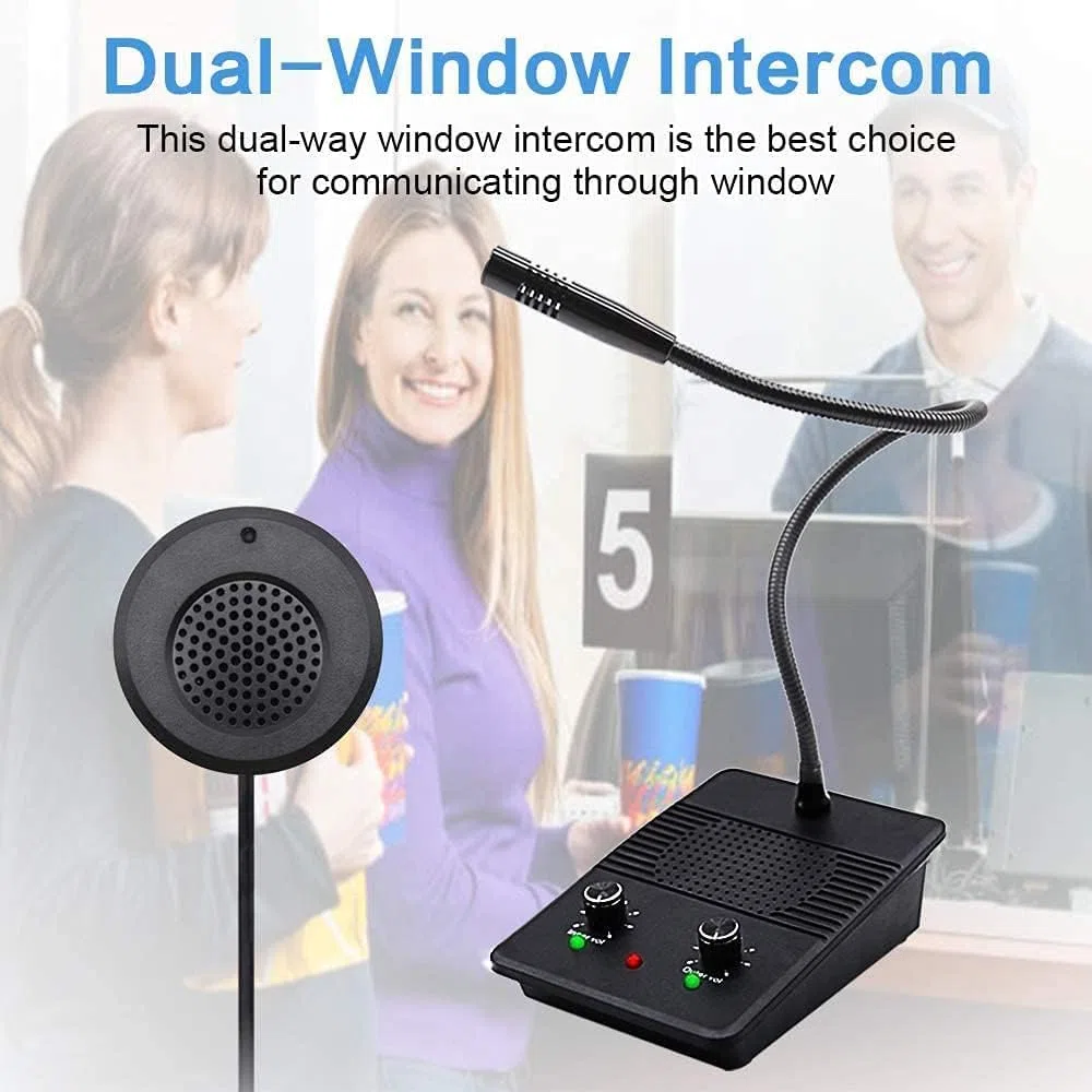 CHROX Sistema De Altavoces De Intercomunicación De Ventana, Micrófono De Ventana De Vidrio Antiinterferencias Comunicación Bidireccional para Tiendas, Bancos, Hospitales, Restaurantes