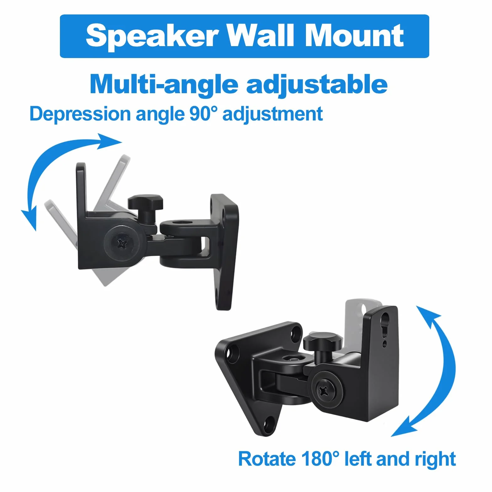Soporte de Pared para Altavoces, Giratorio e inclinable, Soporte de Pared Totalmente de Aluminio para Altavoces pequeños, soporta hasta 30 Libras, HD-818, 2 Unidades (Negro)