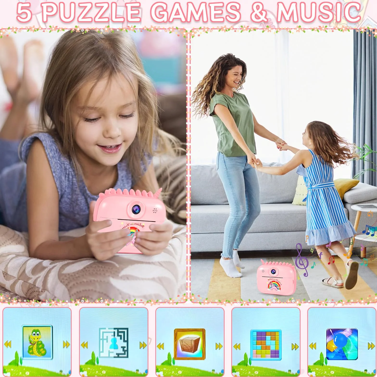Camara Fotos Infantil Instantanea, 2.4" HD 1080P Cámara para Niños con Tarjeta SD de 32GB,Bolígrafos de Colores y Papel de Impresión,Regalos Juguete