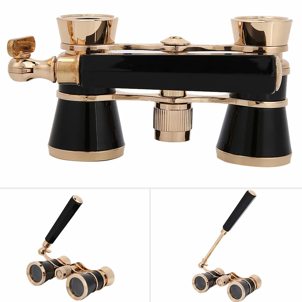 Acouto Telescopio Binocular de ópera 3X25 Teatro Portátil para Mujeres Niñas Blanco Ampliación para SP ópera Binocularteatro Binocularopera Telescopioteatro Telescopiobinocular (Black)