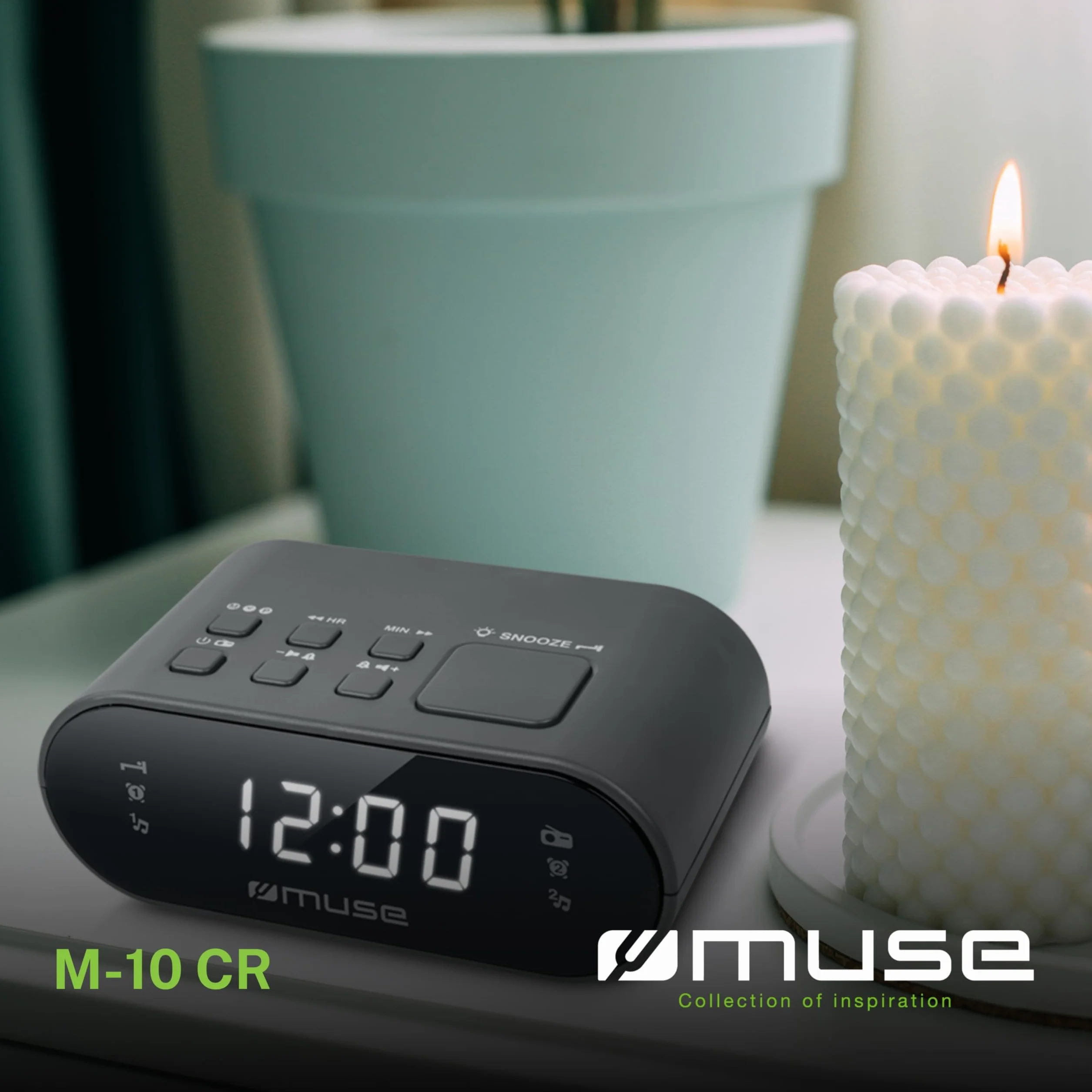 Muse M-10CR - Radio despertador FM, color gris