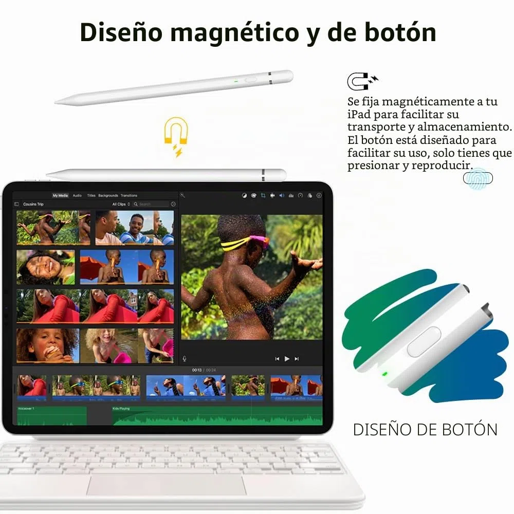 Pencil 1ª Generation para iPad A16 (2018-2025): con Carga rápida USB C - Rechazo de Inclinación y Palma - Lápiz para iPad 11/10/9/8/7/6 - Air 3/4/5/M2/M3 - Mini 5~7 - Pro 11"/12.9"/M4