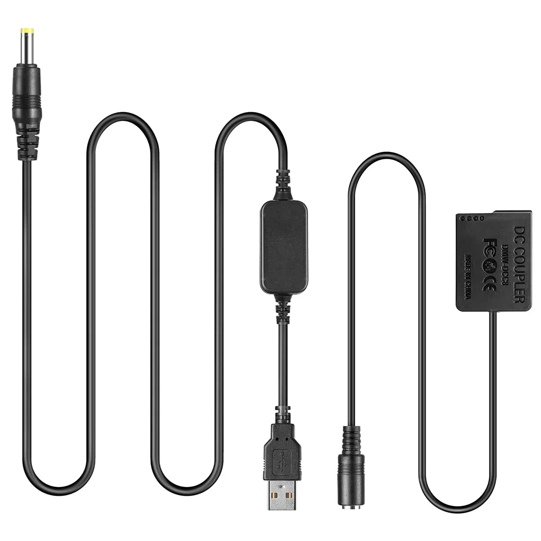 Cable USB del Banco de Potencia + DMW-DCC8 BLC12E Batería Ficticia BLC12E para Lumix DMC-GX8 FZ1000 FZ300 FZ200 G7 G6 G5 G80 G81 G85 GH2 GH2K GH2S DC-G90 DC-G91 DC-G95 DC-G99