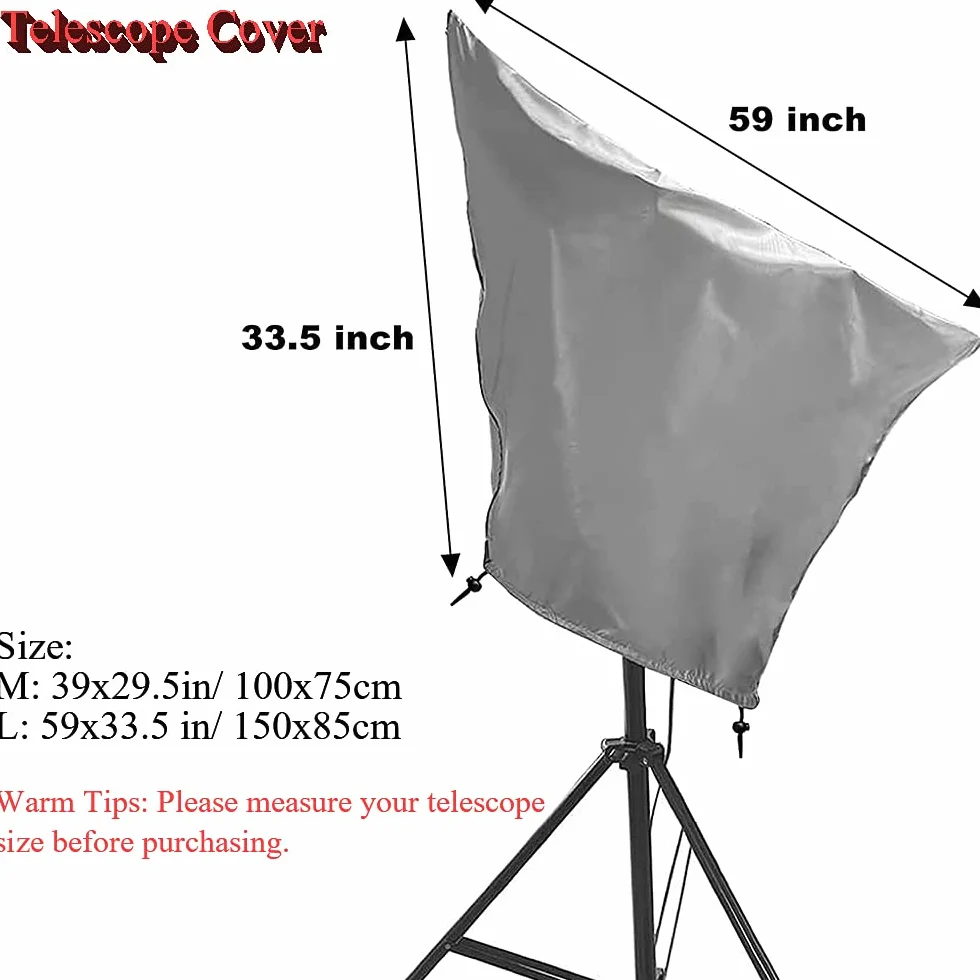 Funda para telescopio, impermeable, tela Oxford 420D, para exteriores, a prueba de polvo, para exteriores, con cordón ajustable (M: 100 x 75 cm)