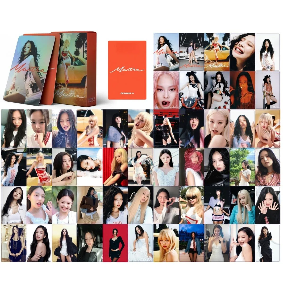 Jennie Fotokarten 55Pcs Mantra Laser Postkarten Nuevo Album Ruby Foto Tarjetas