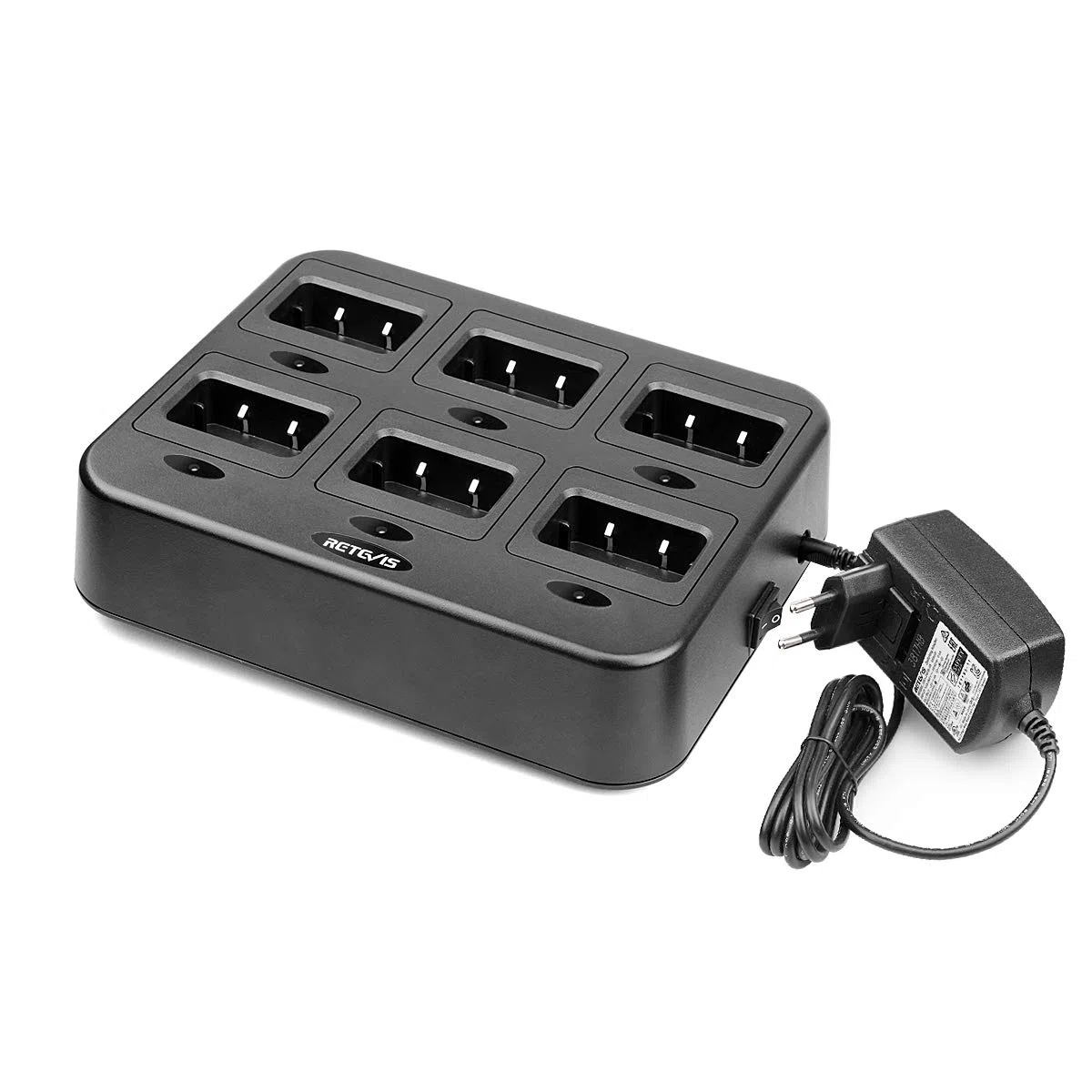 Retevis RT27 Cargador de Base de Radio Cargador de 6 vías para Walkie Talkies Retevis RT27 (Negro, 1 Pieza)