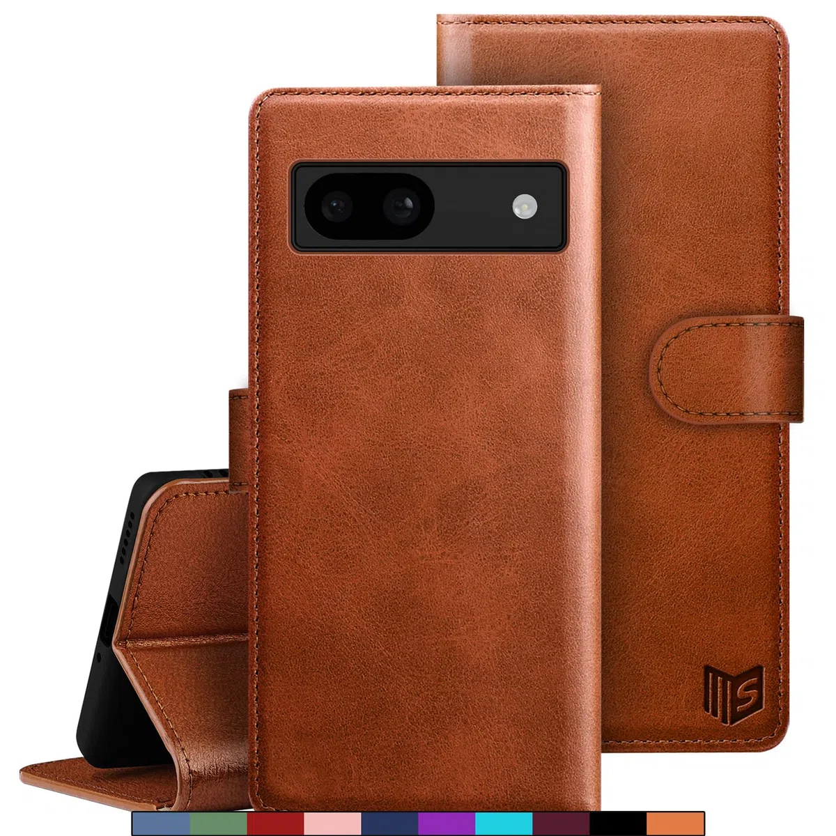 SUANPOT Funda para Google Pixel 8A con Tapa【Bloqueo RFID】de Cuero PU Cierre Magnético,Soporte Plegable,Ranura para Tarjeta Cover Wallet Leather para Pixel 8A Phone Case Marrón Claro