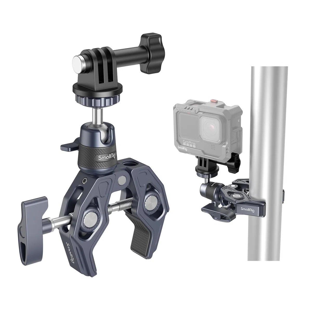 SMALLRIG Super Clamp con Rótula, Clamp de Montaje de Cámara con Adaptador Gopro, Monitor de Cámara, luz LED, Carga Máxima de 3,5kg (7,7lb) - 4102