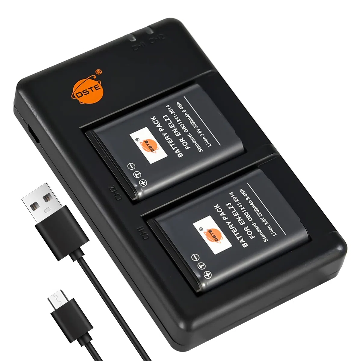 DSTE 2pcs Recargable EN-EL23 ENEL23 Batería + USB Dual Cargador Compatible para Nikon Coolpix P600 S810c P900S Digital Cámara